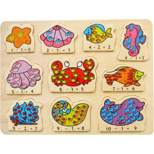 Wooden Raised Puzzle - Ocean Life Math Toy