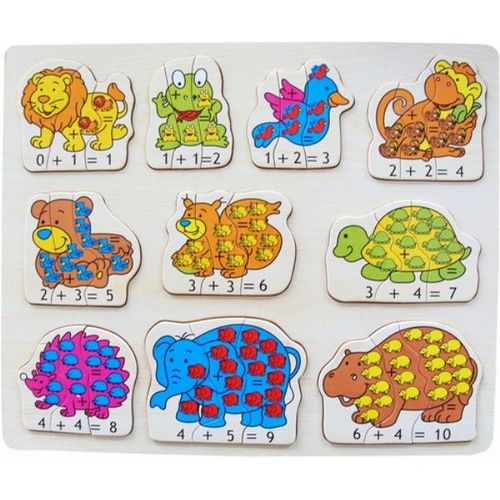 Puzzled Raised Puzzle - Animals Math Wooden Toys