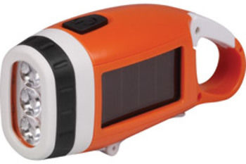 Solar/Crank LED Flashlight with Carabiner Clip