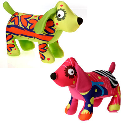 Gooshies - 14.5"" 2 Asst. Dogs - Pk, Grn Case Pack 18