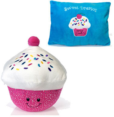 9.5"" Cupcake Peek A Boo Pillow Plush Case Pack 6