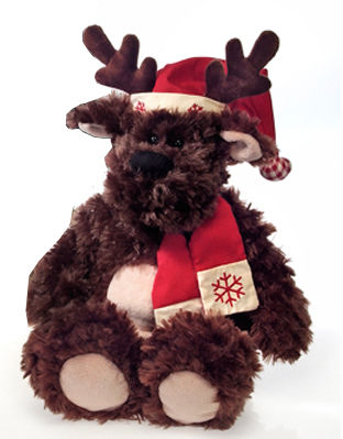 15"" Bean Bag Moose W/Xmas Hat & Scarf Case Pack 12