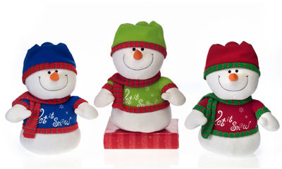 12.5"" Snowman In 3 Asst. Trims - Case Pack 12