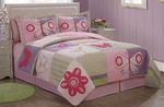 Pink Butterfly Flower Twin Quilt with Pillow Sham
