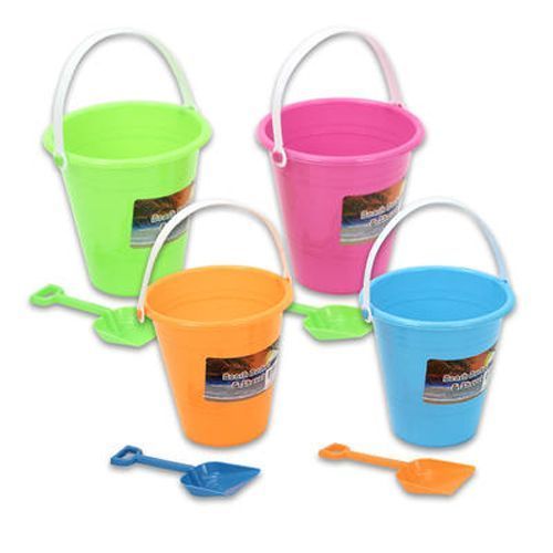 Plastic Bucket with Shovel 7"" Assorted Case Pack 48