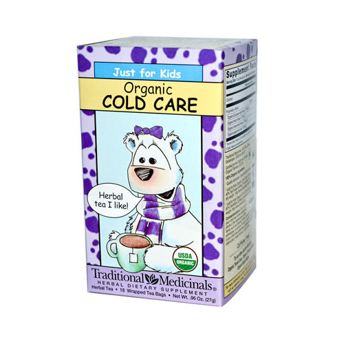 Traditional Medicinals Just for Kids Organic Cold Care Herbal Tea - 18 Tea Bags - Case of 6