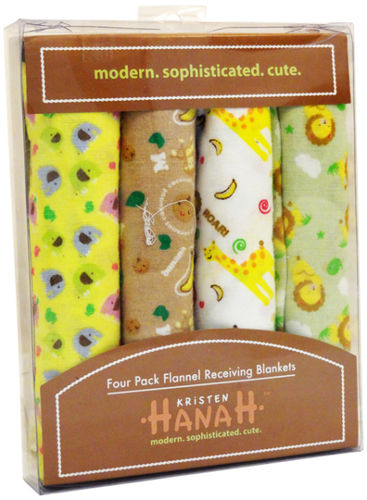 Kristen Hanah 4 Pack Assorted Flannel Receiving Blankets Case Pack 12