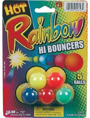 Rainbow Hi Bounce Balls 5Pk Case Pack 12