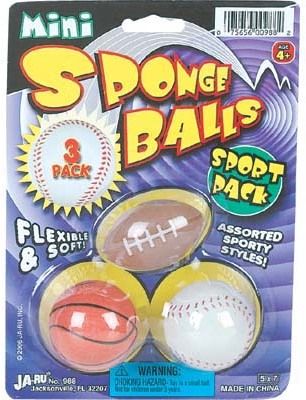 Spongeball Sport Ast 3 Pk. Case Pack 12
