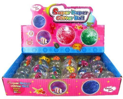 24 Pc 6.5 Light Up Fish Bounce Ball Super Light Up Glitter Ball Case Pack 144