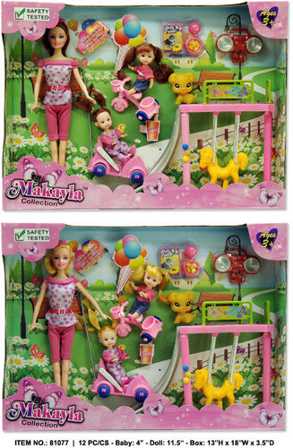 11.5"" Makayla Playground Girls Doll Set Case Pack 12