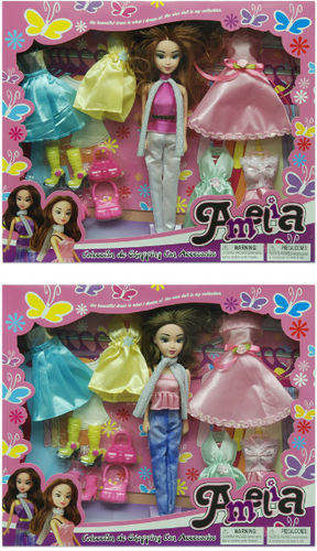 10"" Amelia Girls Dress Up Doll 5 Assorted Clothes Case Pack 24