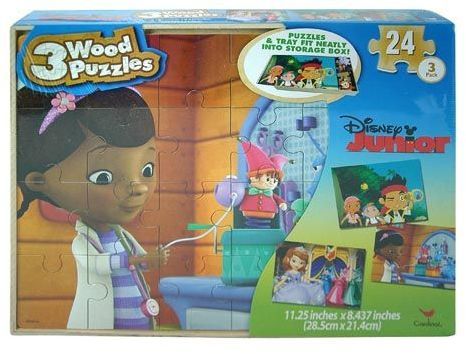 Disney Junior Jake Sofia Doc 3Pk Wood Puzzles Case Pack 6