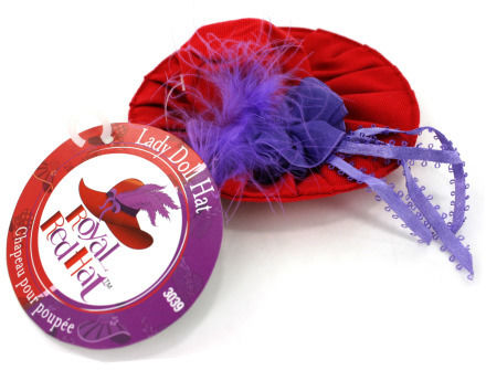 Doll's Red Hat with Purple Feather Case Pack 24
