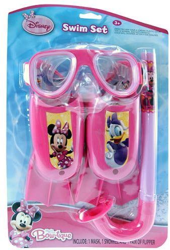 Disney Minnie 3Pc Swim Fins Snorkel Mask Case Pack 6