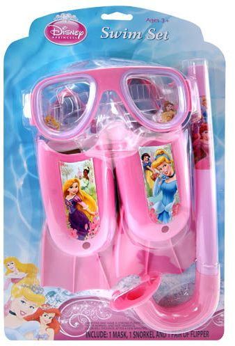 Disney Princess 3Pc Swim Fins Snorkel Mask Case Pack 6