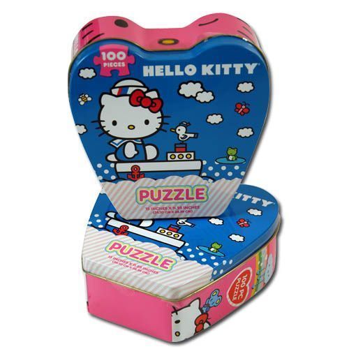 Hello Kitty 100 Pc Puzzle In Heart Tin Case Pack 6