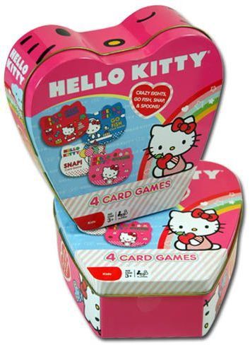 Hello Kitty 4 Card Game In Heart Shaped Tin Case Pack 6