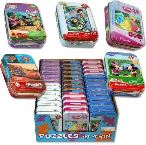 Disney Tin Puzzle Fairies Cars Mickey Princess Case Pack 36