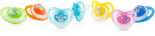 2-Pack 6 months + Ortho Pacifiers with Glow in the Dark Handle and Printed Knob Case Pack 24