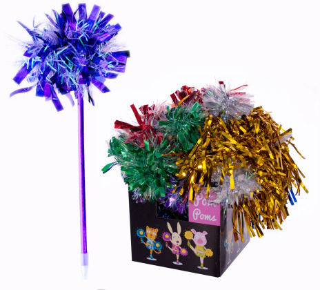 Assorted Tinsel Long and Short Pom Poms Case Pack 36