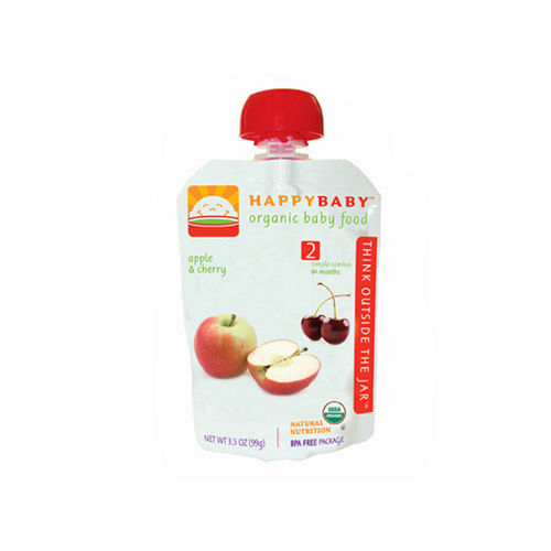 Happy Baby Organic Baby Food Stage 2 Apple and Cherry - 3.5 oz - Case of 16