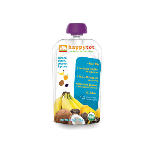 Happy Baby HappyTot Organic Superfoods Banana Peach Coconut and Prunes - 4.22 oz - Case of 16