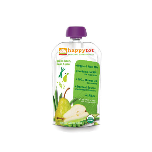 Happy Baby HappyTot Organic Superfoods Green Bean Pear and Pea - 4.22 oz - Case of 16