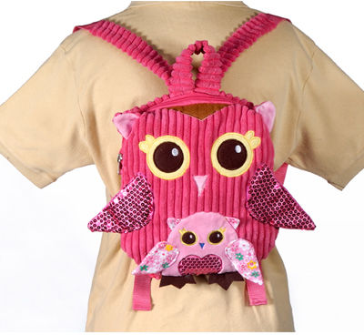 10""X9"" Girly Pink Owl Backpack Case Pack 12