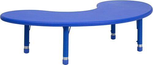35''W x 65''L Height Adjustable Half-Moon Blue Plastic Activity Table