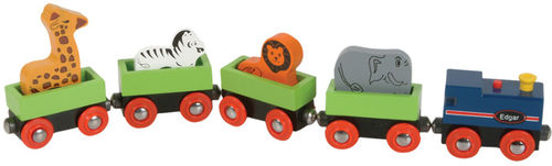 4Pc Wooden Zoo Train Set with Animals Case Pack 4