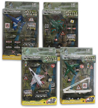 10 Pc Military Playset Planes Cars Signs Case Pack 36