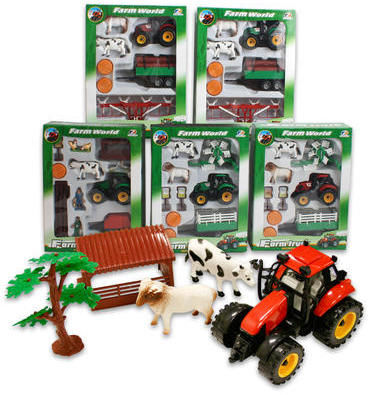 12 Pc World Farm Set Plastic Toys Case Pack 12