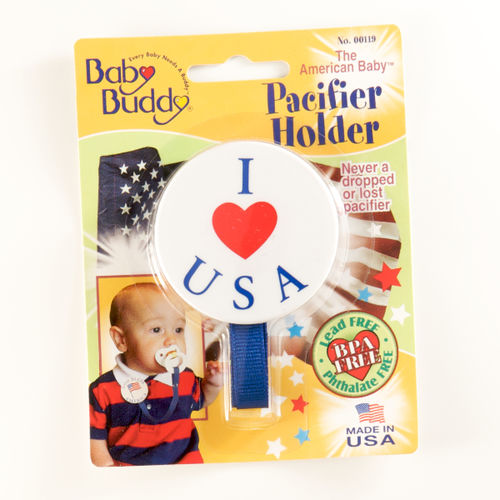 American Baby Pacifier Holder I Love USA Case Pack 24