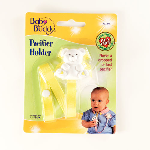 Bear Pacifier Holder Yellow Case Pack 18