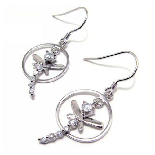 Dragon Fly Styled 925 silver Plated Zircon Earrings Set