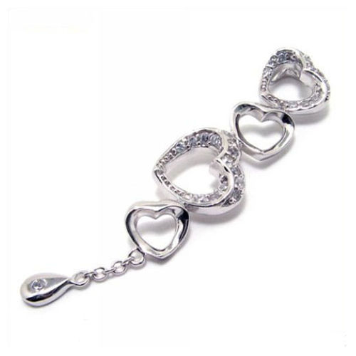 Chained Hearts 925 Silver Plated Necklace Jewelry Pendant