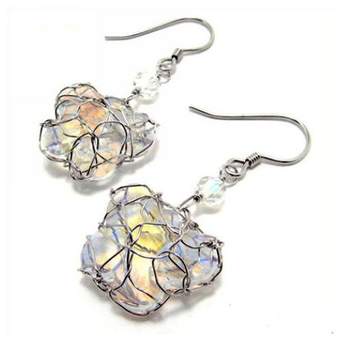 Crystal Embedded Shi Hua Ruoshi Earrings Sterling Silver