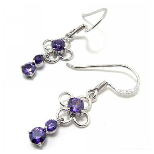 Ladies 925 Sterling Silver Earrings Inlaid Zircon
