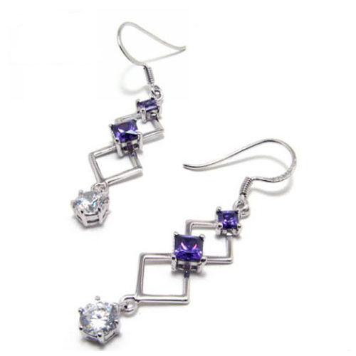 Zircon Inlaid CZ Earrings 925 Sterling Silver for Woman