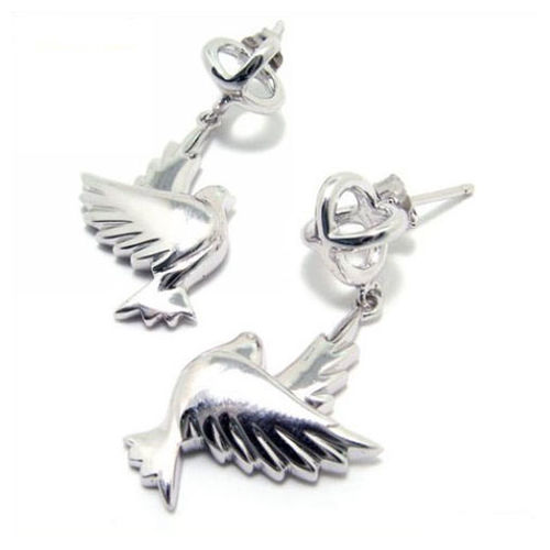 925 Silver Sterling Couples Doves Earrings Set