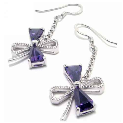 Bow Tie Styled 925 Sterling Silver Earrings for Woman