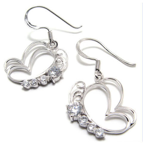 Large Heart 925 Sterling Silver Earrings for Woman's Fashion