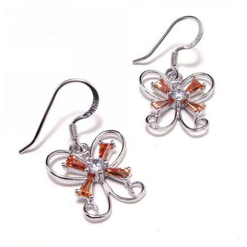 925 Sterling Silver Butterfly Earrings for Woman Zircon