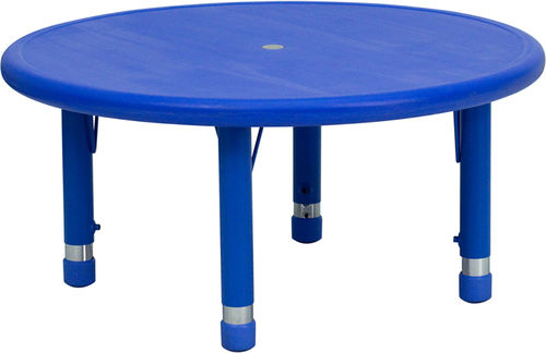 33'' Round Height Adjustable Blue Plastic Activity Table