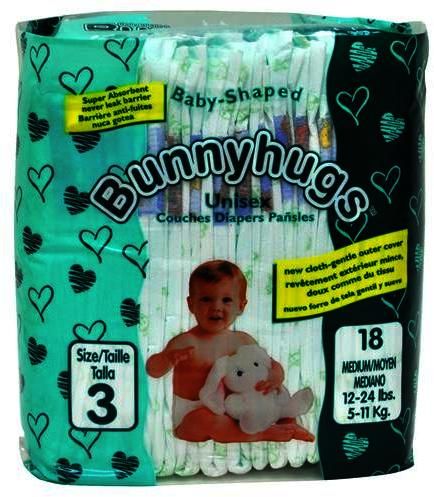 Bunnyhugs Medium Baby Diapers Sz 3 (12-24 Lbs) Case Pack 8
