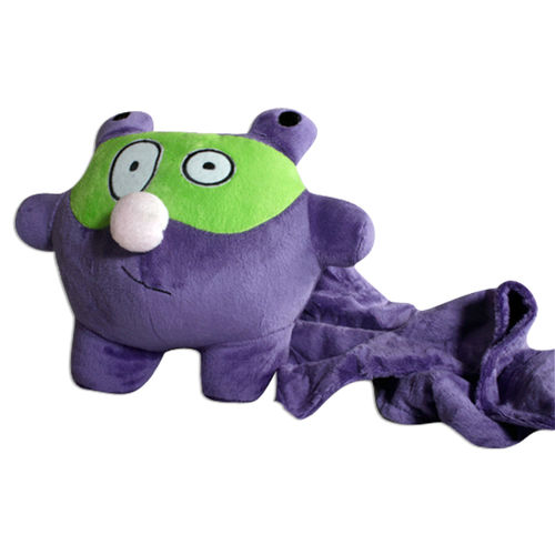 Bubele Patch Buddies 7""Bruno Soft Plush Toy - Purple and Green with Blanket