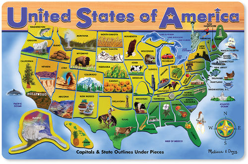 U.S.A. Map Wooden Puzzle