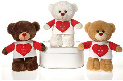 10"" 3 Asst. Standing Bear W/""I Love You"" Case Pack 24