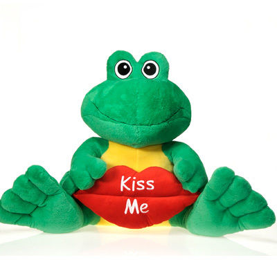 21.5"" Sitting Frog Holding ""Kiss Me"" Lip Case Pack 3